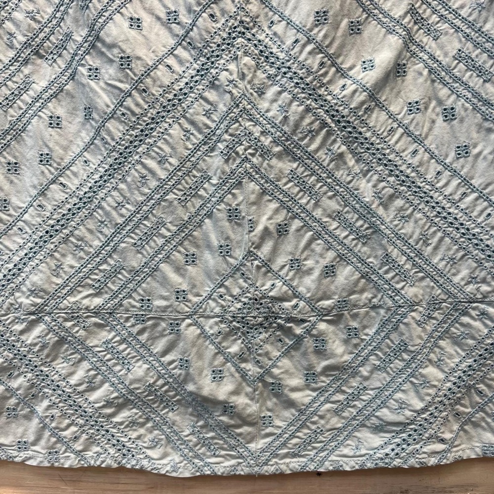 Abercrombie & Fitch Blue Eyelet Midi Skirt Boho Prairie Y2K Size 4 - Picture 3 of 8